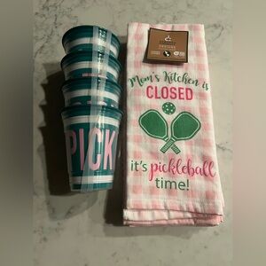 Pickleball Kitchen Towel Set of 3 Deborah Connolly 4 Pickleball Cups New